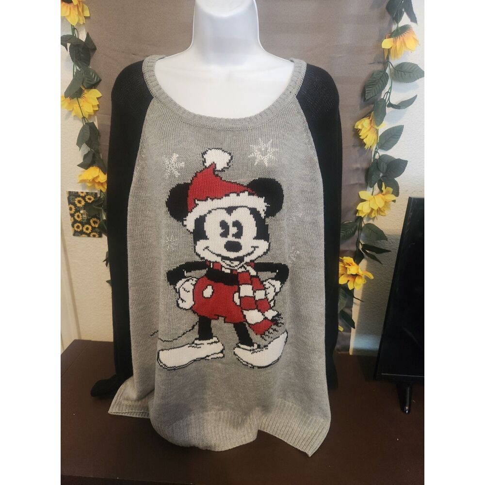 Disney Santa Mickey Mouse Ugly Christmas Sweater Raglan Knit Torrid Plus Size 3